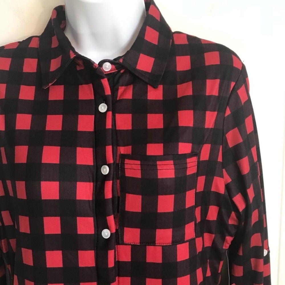 🔴 4/$15 Forever 21 Women’s S Red & Black Plaid Sherpa Lined Button Up Shirt NWT - Picture 5 of 16